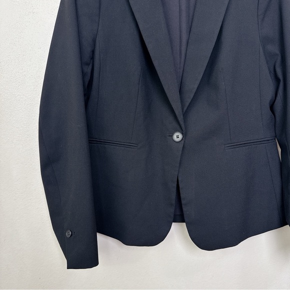 H&M Womens Medium Stretch Button Black Soft Blazer - Picture 7 of 13
